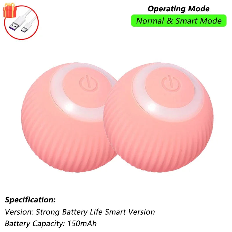 iLMH Smart Interactive Rolling Cat Ball Toy with Faux Tail and Mouse Sound