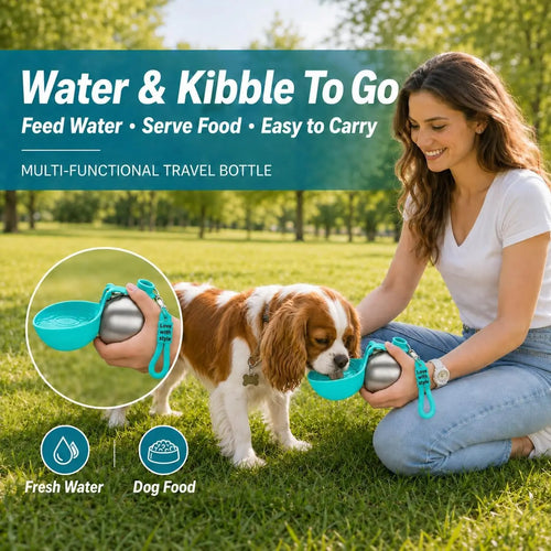 2-in-1 Leakproof Stainless Steel Dog Water Bottle