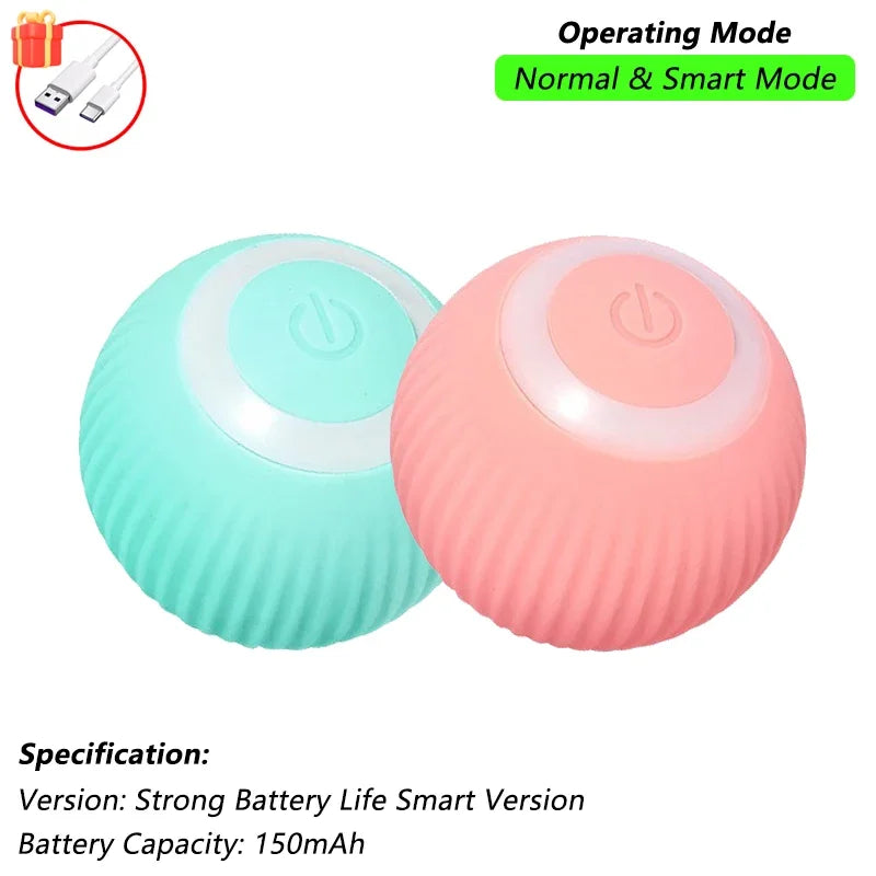 iLMH Smart Interactive Rolling Cat Ball Toy with Faux Tail and Mouse Sound