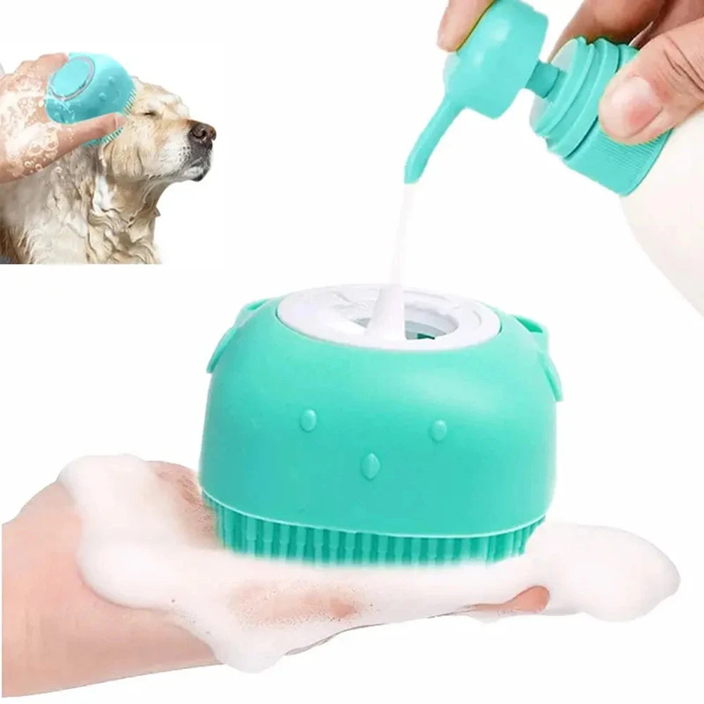 Soft Silicone Pet Bath Massage Brush and Grooming Glove