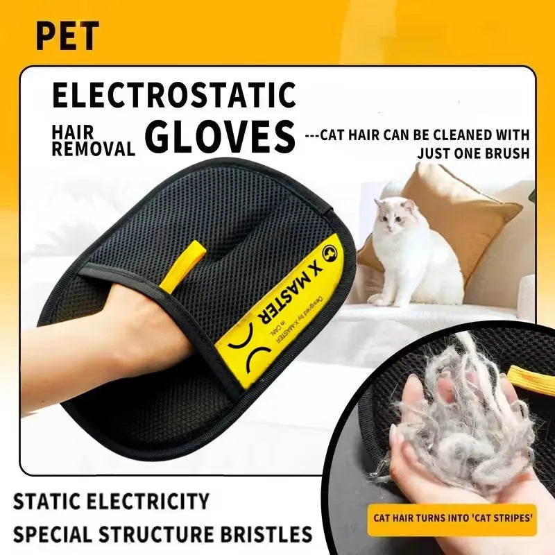 2-in-1 Pet Grooming Glove and Electrostatic Lint Roller Brush