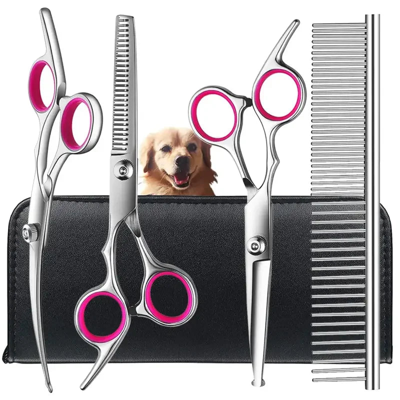 4PCS Pet Grooming Shears – Safe Stainless Steel Scissors