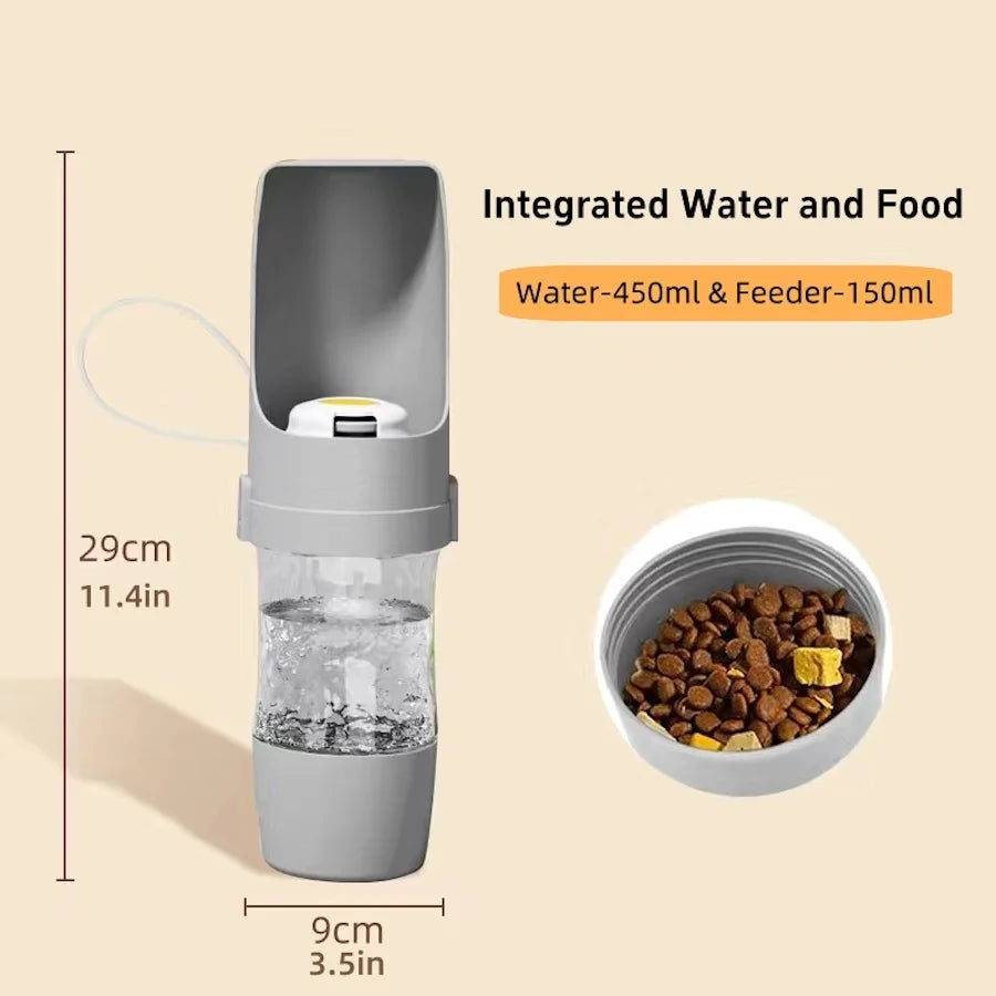 Portable Dog Cat Water Bottle with Storage Food and Water Container