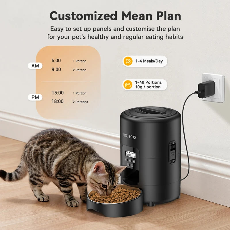 ROJECO 2L Automatic Pet Feeder with Button Control