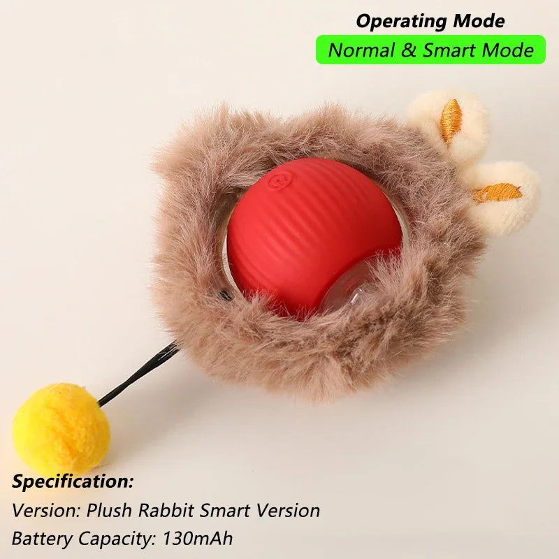 iLMH Smart Interactive Rolling Cat Ball Toy with Faux Tail and Mouse Sound