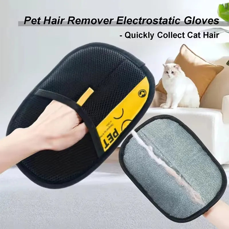 2-in-1 Pet Grooming Glove and Electrostatic Lint Roller Brush