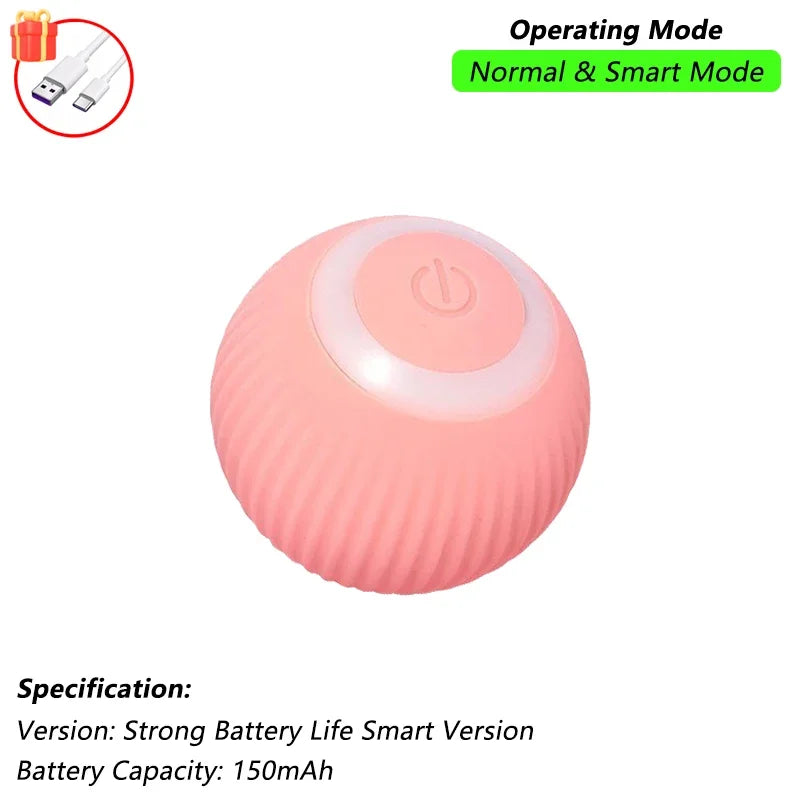 iLMH Smart Interactive Rolling Cat Ball Toy with Faux Tail and Mouse Sound
