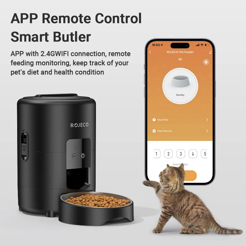 ROJECO 2L Automatic Pet Feeder with Button Control