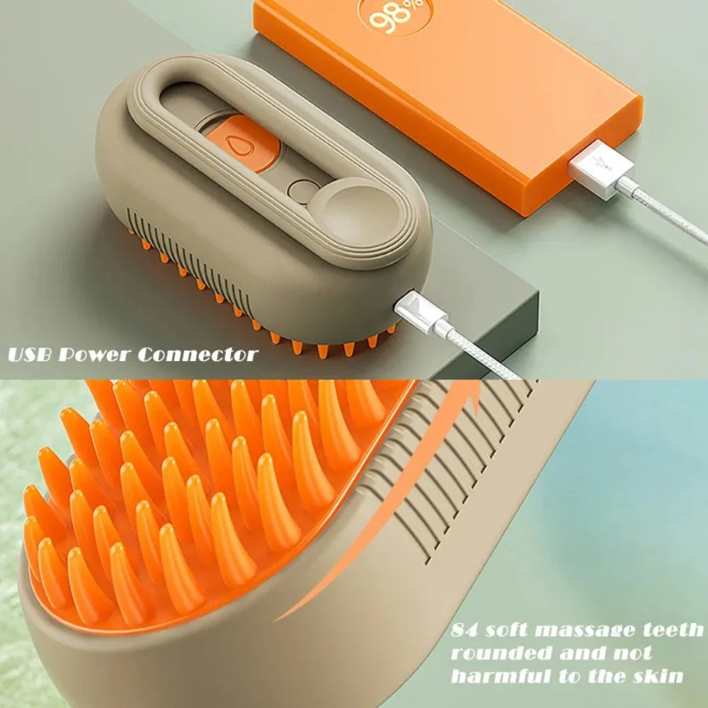 3-in-1 Electric Steamy Pet Grooming Brush for Cats and Dogs