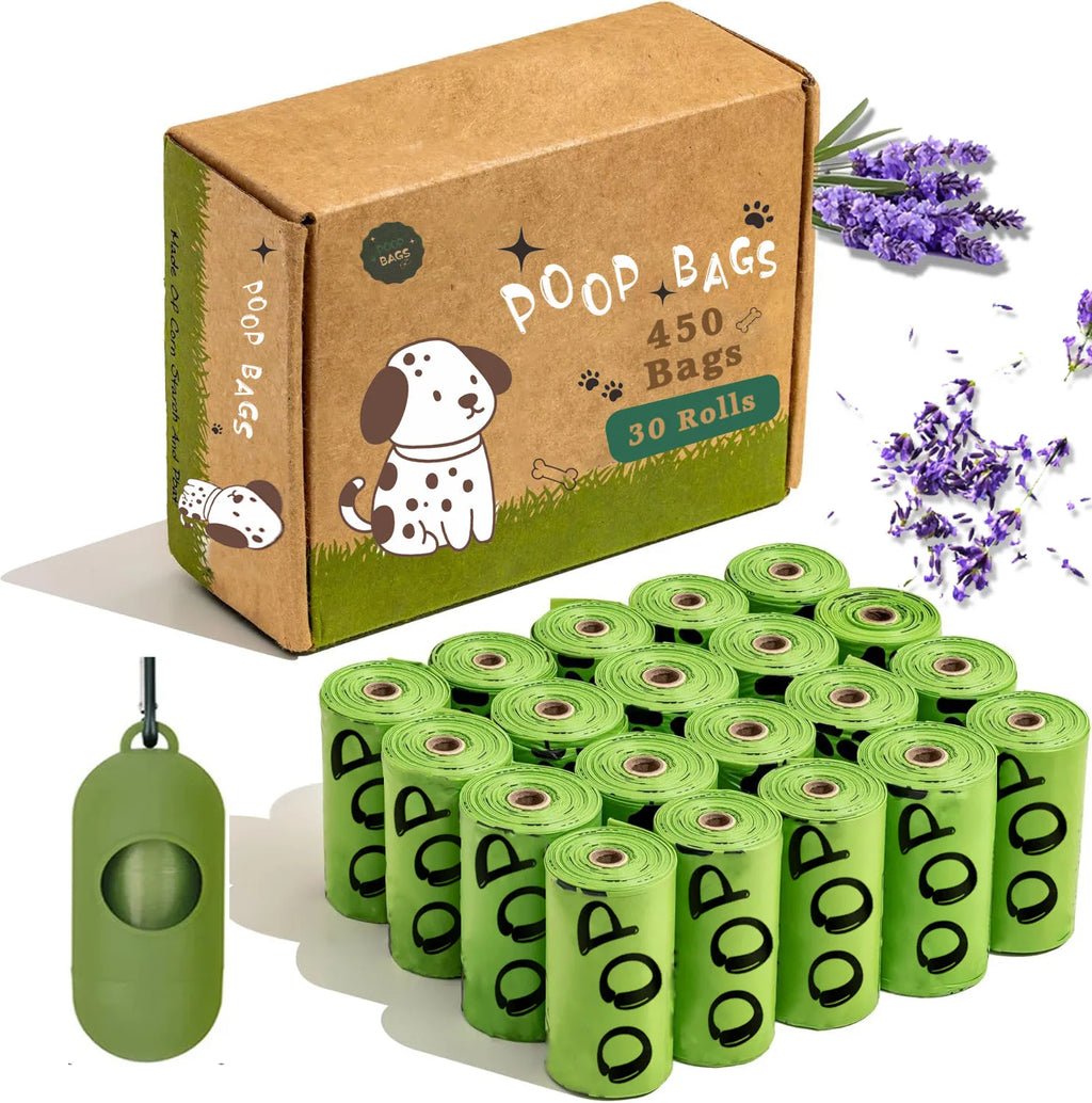 EPI Biodegradable Lavender Scented Leakproof Dog Poop Bags with Dispenser