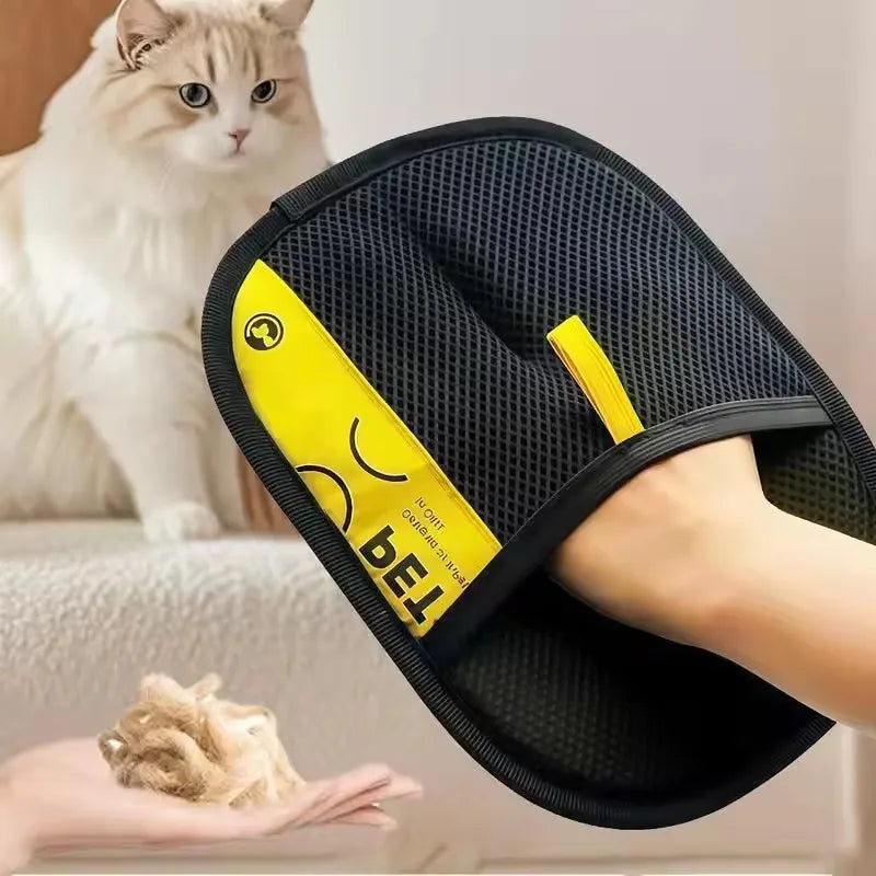 2-in-1 Pet Grooming Glove and Electrostatic Lint Roller Brush