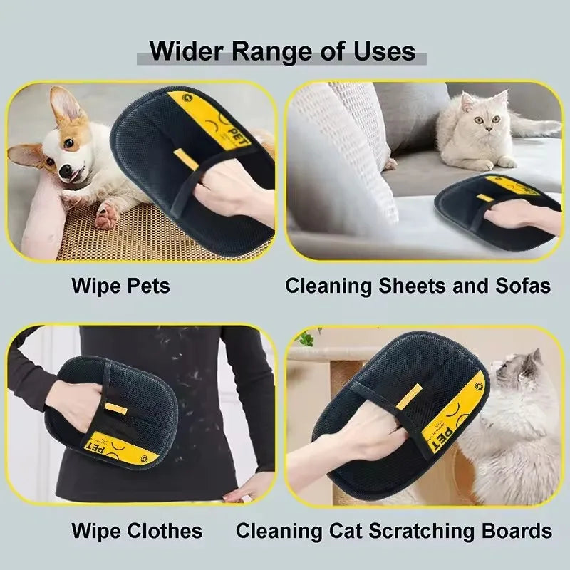 2-in-1 Pet Grooming Glove and Electrostatic Lint Roller Brush