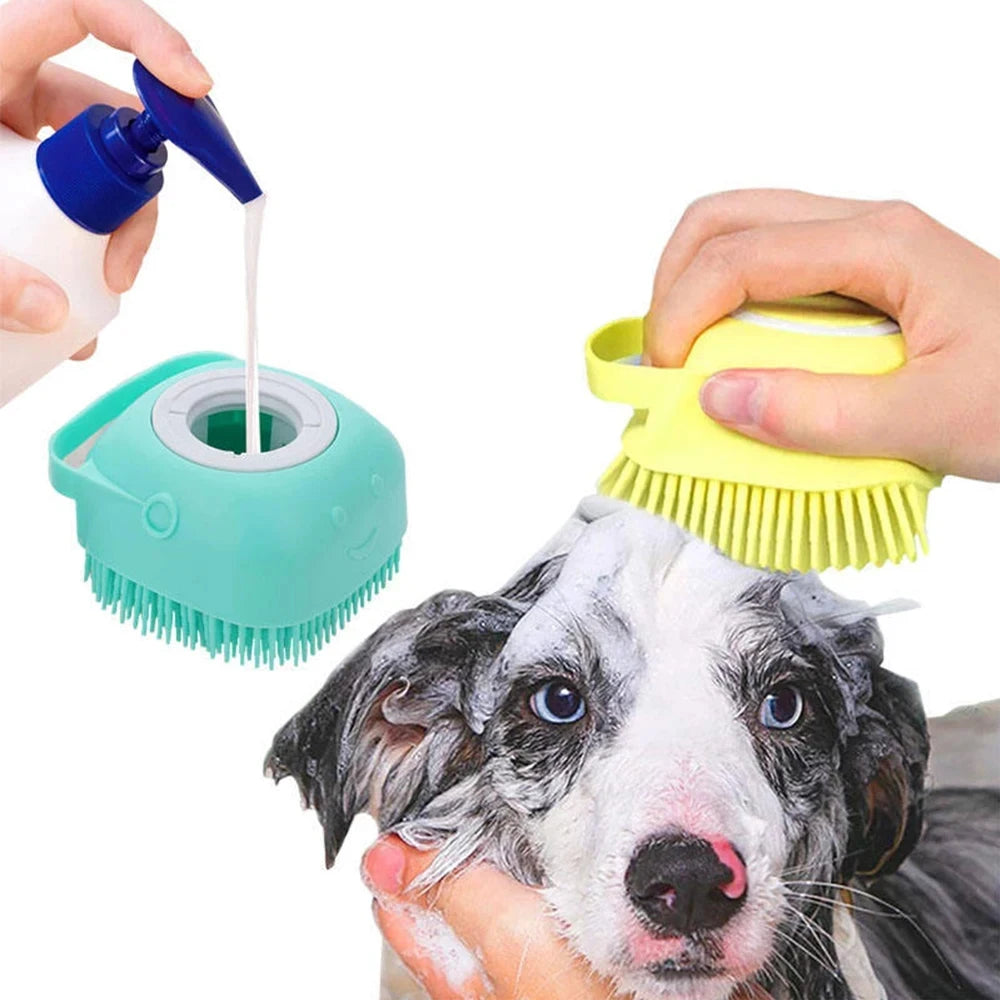 Soft Silicone Pet Bath Massage Brush and Grooming Glove